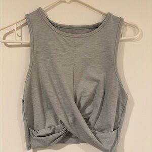 Sleeveless Twist-Front Tank Top - Light Gray